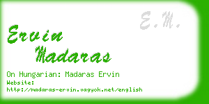 ervin madaras business card